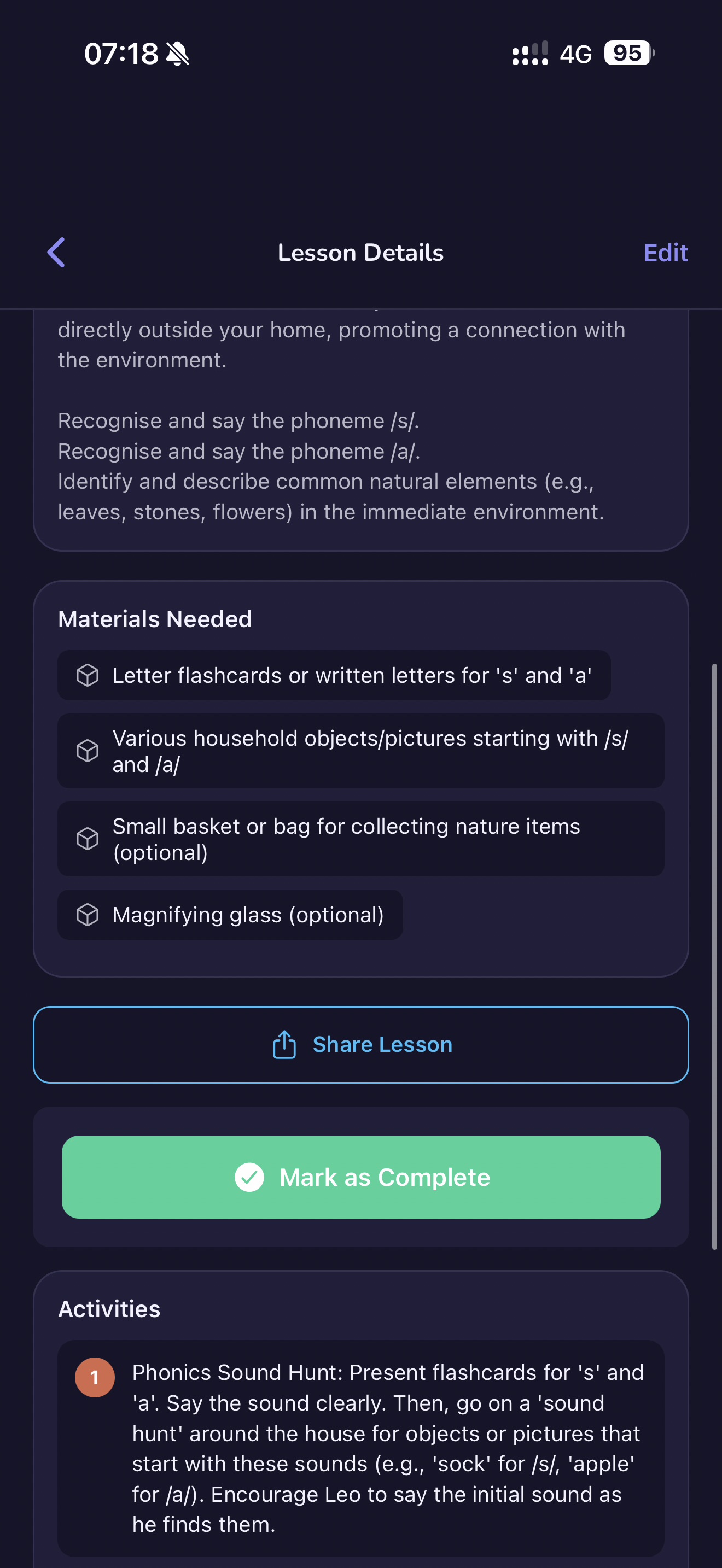 AI-made activities and materials inside a lesson